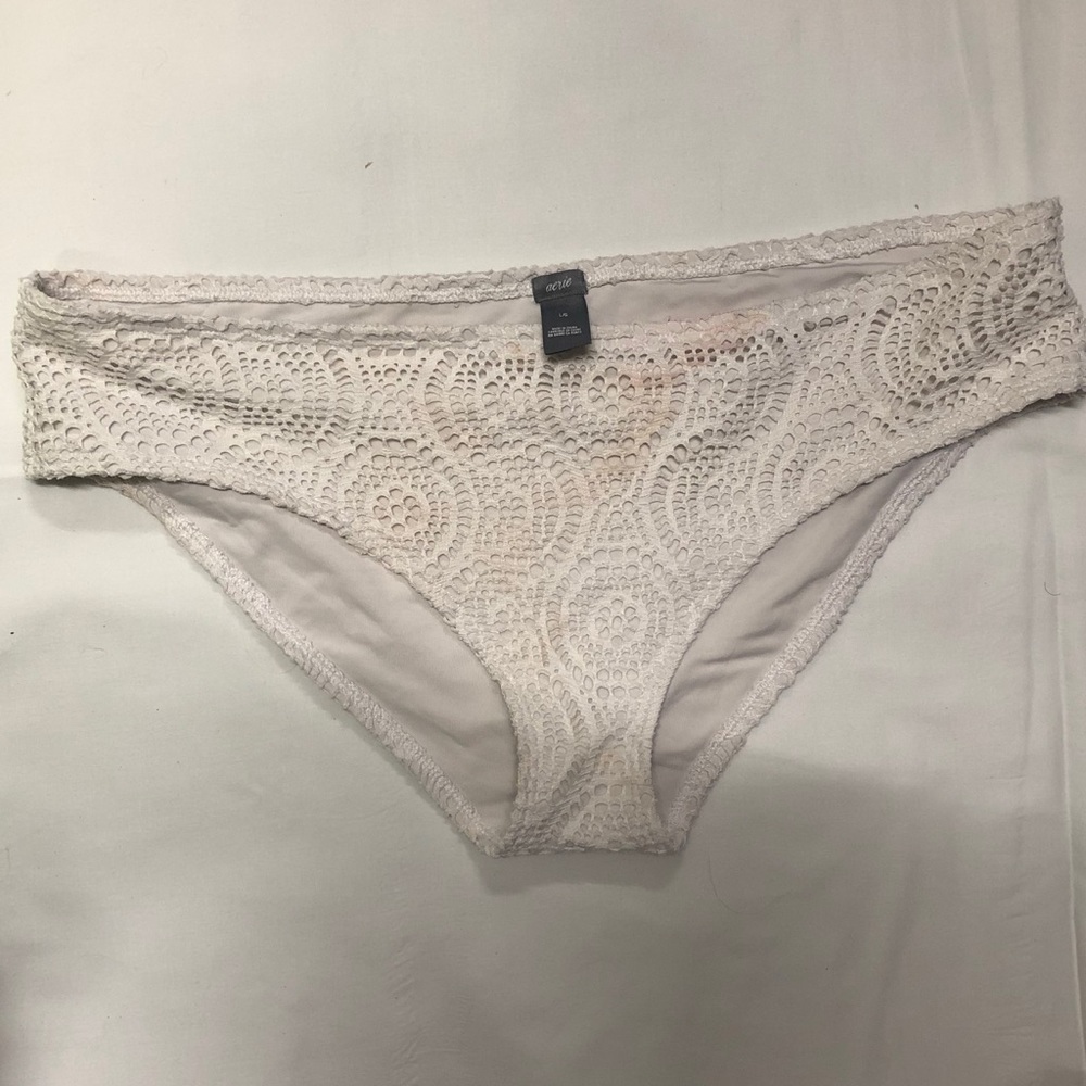 Aerie White Eyelet Swim Bottom